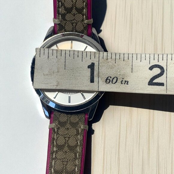 Coach Women's Boyfriend Watch Signature Logo Dial & Pink/Khaki Leather Strap - Picture 13 of 14